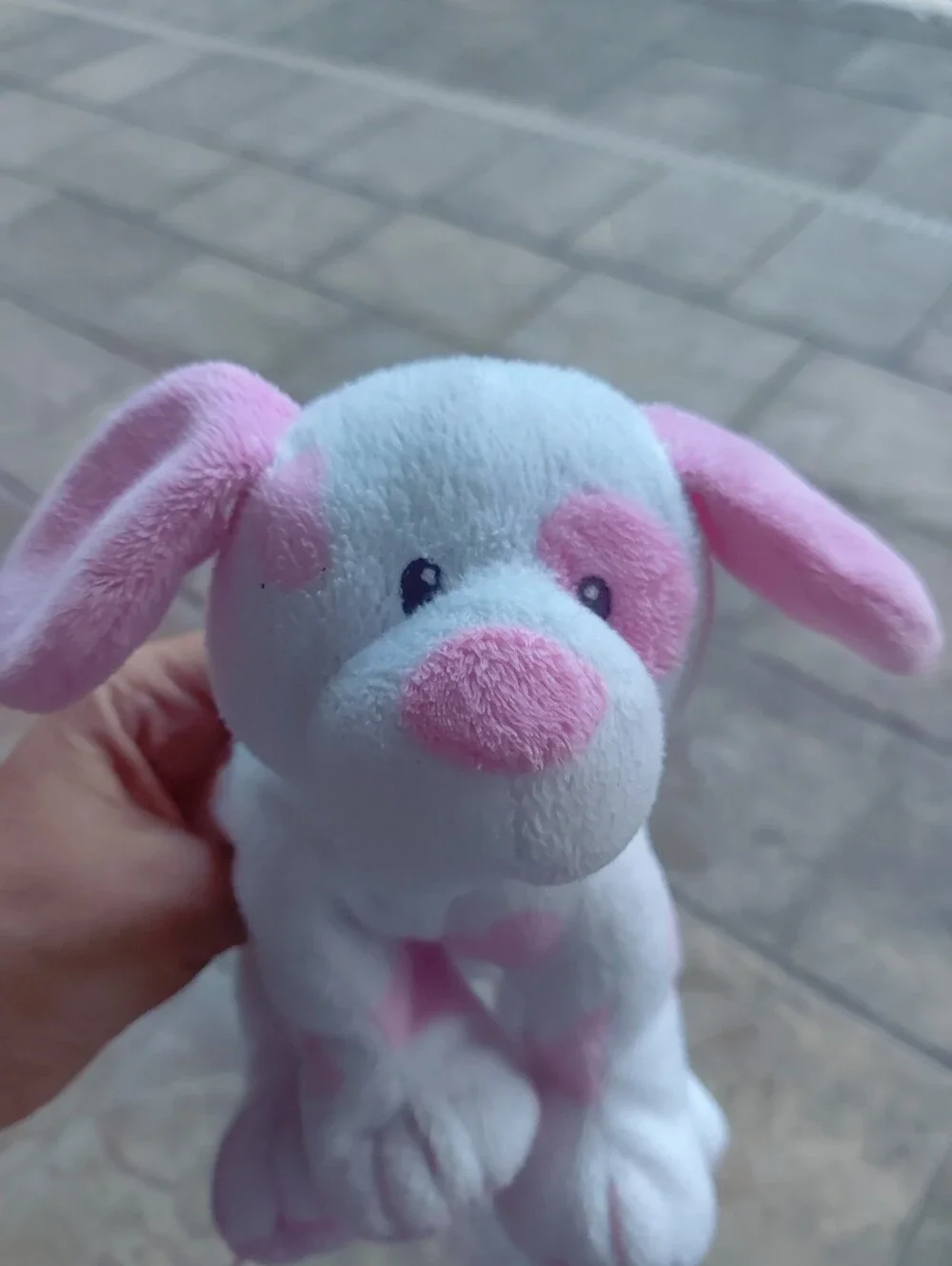 Ty Pink & White Plush Puppy Baby